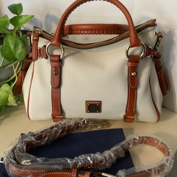 Dooney & Bourke Handbags - Dooney & Bourke Pebble Leather Small Satchel in White